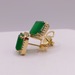  14KT YELLOW GOLD ~13 TOTAL CARAT WT. EMERALD WITH DIAMOND HALO EARRINGS