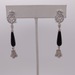  14KT WHITE GOLD ONYX TEARDROP W/ DIAMOND SHIELD AND TASSEL 2" DANGLE EARRINGS