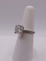  SIZE 6 14KT WHITE GOLD ~3 CARAT ROUND DIAMOND CENTER WITH ACCENTS RING