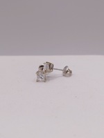  14KT WHITE GOLD ~.80 TOTAL CARAT WT. PRINCESS CUT DIAMOND STUD EARRINGS