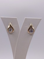  14KT YELLOW GOLD ~1 TOTAL CARAT WT. DIAMOND SOLITAIRE 1/2" TEARDROP EARRINGS