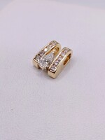  14KT YELLOW GOLD ~.75 TOTAL CARAT WT. PEAR & ROUND DIAMOND 1/2" SLIDER PENDANT