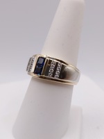  SIZE 7.5 14KT TWO TONE GOLD ~.44 TOTAL GEM WT. SAPPHIRE & DIAMOND BAND RING