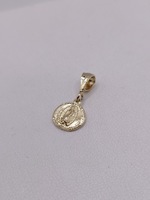  14KT YELLOW GOLD DOUBLE-SIDED ROUND RELIGIOUS 3/8" MEDAL PENDANT