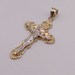  14KT TWO TONE GOLD 1.5" RELIGIOUS CROSS PENDANT