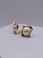 14KT YELLOW GOLD BLISTER PEARL OMEGA CLIP 3/4" EARRINGS