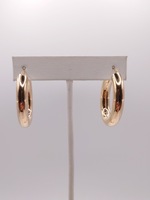  14KT YELLOW GOLD POLISHED FINISH OVAL HOLLOW TUBE 1.25" HOOP EARRINGS