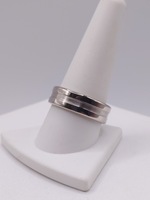  SIZE 10 18KT WHITE GOLD MATTE FINISH RECESSED CENTER POLISHED BAND RING