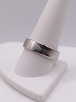  SIZE 10.5 18KT WHITE GOLD MATTE & POLISHED FINISH WAVE PATTERN BAND RING