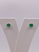  14KT YELLOW GOLD ~.40 TOTAL CARAT WT. ROUND EMERALD STUD EARRINGS