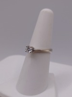  SIZE 6.5 18KT WHITE GOLD ~.45 CARAT ROUND BRILLIANT CUT DIAMOND SOLITAIRE RING