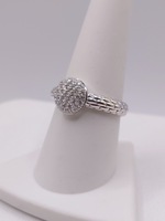  SIZE 8.5 14KT WHITE GOLD ~.41 TOTAL CARAT WT. ROUND DIAMOND CLUSTER CENTER RING