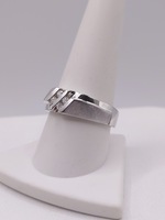  SZ 9.5 14KT WHITE GOLD ~.12 TOTAL CARAT WT. ROUND 4-DIAMOND GEOMETRIC BAND RING