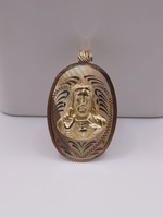  14KT YELLOW GOLD 2.5" OVAL DOUBLE-SIDED RELIGIOUS PENDANT