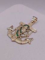 14KT YELLOW GOLD 2" RELIGIOUS ST. JUDE ANCHOR PENDANT 