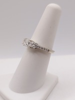  SIZE 6 14KT WHITE GOLD ~.80 TOTAL CARAT WT. PRINCESS & ROUND CUT DIAMOND RING