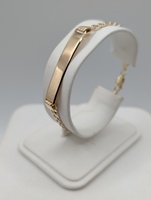  14KT YELLOW GOLD 7" BLANK ID CURB LINK BRACELET