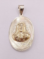  14KT YELLOW GOLD OVAL DOUBLE-SIDED RELIGIOUS 2" MEDAL PENDANT