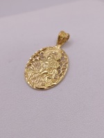  22KT YELLOW GOLD OVAL DIAMOND CUT 1 1/2" RELIGIOUS MEDAL PENDANT