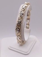  14KT TWO TONE GOLD 9" BYZANTINE LINK BRACELET