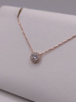  14KT ROSE GOLD ~.30 TOTAL CARAT WT. DIAMOND HALO PENDANT ADJUSTABLE NECKLACE
