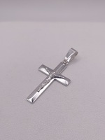  14KT WHITE GOLD 1 1/4" RELIGIOUS CROSS PENDANT