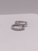  14KT WHITE GOLD ~.26 TOTAL CARAT WT. ROUND DIAMOND PAVE SET 5/8" HOOP EARRINGS