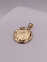  14KT YELLOW GOLD 2002 AMERICAN EAGLE $5 COIN 1 1/4" PENDANT