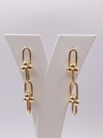  18KT YELLOW GOLD 1 3/4" HARDWARE LINK DANGLE EARRINGS