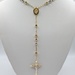  14KT TRI COLOR GOLD 24" RELIGIOUS CROSS ROSARY NECKLACE