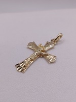  14KT YELLOW GOLD 1 1/4" RELIGIOUS CROSS PENDANT