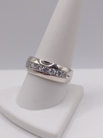  SIZE 10 14KT WHITE GOLD ~1 TOTAL CARAT WT. DIAMOND ACCENT COMFORT BAND RING
