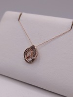  14KT ROSE GOLD ~.20 TOT. CARAT WT. DIAMOND PENDANT ON 18 1/2" CHAIN NECKLACE