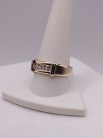  SIZE 11 14KT TWO TONE GOLD ~.45 TOT. CARAT WT. 3-DIAMOND COLLAR STYLE BAND RING