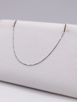  18KT WHITE GOLD 18" ADJUSTABLE THIN BOX LINK CHAIN