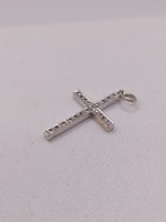  14KT WHITE GOLD ~.20 TOTAL CARAT WT. SINGLE CUT DIAMOND PAVE 1" CROSS PENDANT