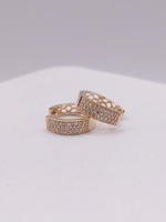  14KT YELLOW GOLD ~.40 TOTAL CARAT WT. SINGLE CUT DIAMOND PAVE 1/2" HUGGIE HOOPS