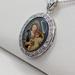  **CZ** 14KT WHITE GOLD 1 1/4" RELIGIOUS PENDANT WITH CZ HALO 