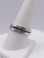  SIZE 9.5 14KT WHITE GOLD ~.70 TOTAL CARAT WT. BLACK DIAMOND ETERNITY BAND RING