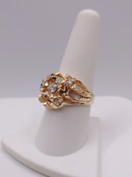  SIZE 8.5 14KT YELLOW GOLD ~.30 TOTAL CARAT WT. DIAMOND ACCENT NUGGET RING