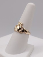  SIZE 7.5 14KT YELLOW GOLD CLADDAGH RING