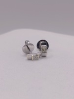  14KT WHITE GOLD ~.20 TOTAL CARAT WT. PRINCESS CUT DIAMOND 3/8" STUD EARRINGS