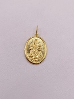  22KT YELLOW GOLD DOUBLE SIDED 7/8" OVAL RELIGIOUS MEDAL PENDANT