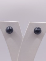  14KT YELLOW GOLD BLACK SAPPHIRE BALL 1/4" STUD EARRINGS