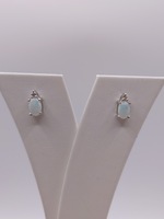  14KT WHITE GOLD ~.60 TOTAL CARAT WT. OVAL OVAL WITH DIAMONDS 3/8" STUD EARRINGS