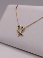  18KT YELLOW GOLD 2ND HAND TIFFANY & CO 1/2" HEART LOOP PENDANT 16" NECKLACE