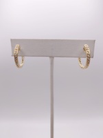  18KT YELLOW GOLD ~.50 TOTAL CARAT WT. DIAMOND INSIDE OUT 1 3/4" HOOP EARRINGS