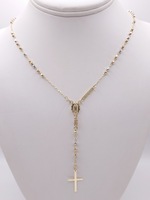  14KT TRI COLOR GOLD 12" ROSARY NECKLACE