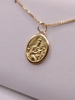  18KT YELLOW GOLD OVAL DOUBLE SIDED RELIGIOUS 3/4" MEDAL PENDANT