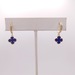  **CZ** 18KT YELLOW GOLD SYNTHETIC LAPIS DANGLE ON CZ ACCENT 7/8" HOOP EARRINGS